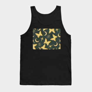 Gold Stamped Butterflies and Sunbursts on Green Tank Top